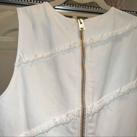 ✨NEW Alexander Wang White Denim Diagonal Seamed Gold Back Zipper Mini Dress - Picture 9 of 10